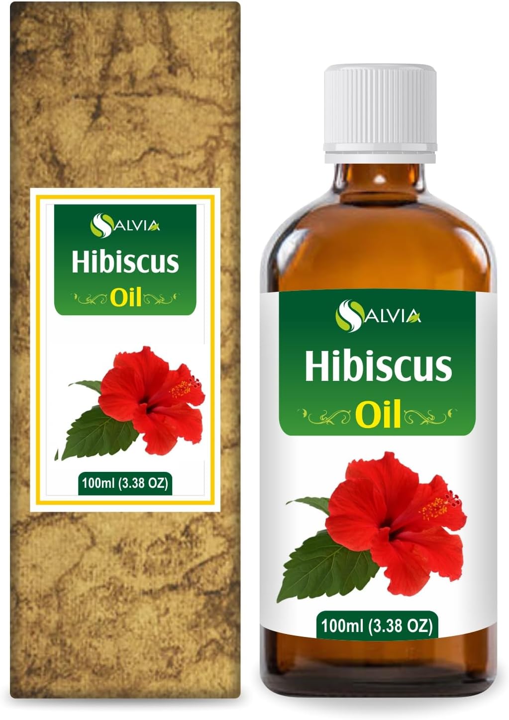 Hibiscus Oil (Hibiscus Sabdariffa L) Therapeutic Essential Oil by Salvia Amber Bottle 100% Natural Uncut Undiluted Pure Cold Pressed Undiluted Aromatherapy Premium Oil (100 ML)