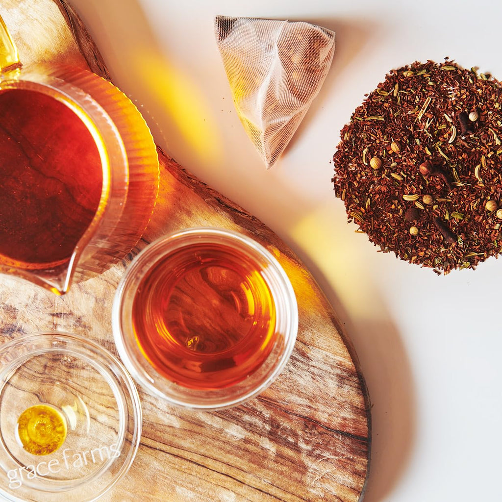 Grace Farms ROOIBOS CHAI Herbal Teas (50 count) | Naturally Sweet, Healthy and Caffeine Free | Organic, Fair Trade and Kosher Certified | Gives Back 100% of Profits
