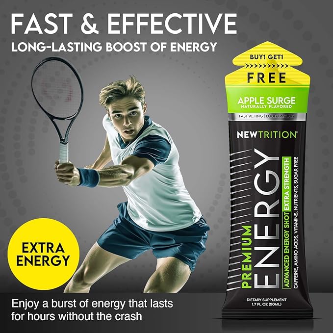 NewTrition® Extra Strength Energy Shots 1.7 fl oz - 250mg Caffeine with B Vitamins & Amino Acids, Sugar-Free Zero Calorie Vitamin Energy Drink for Focus & Endurance (Pack of 24, 4 Flavors - Mixed 2)
