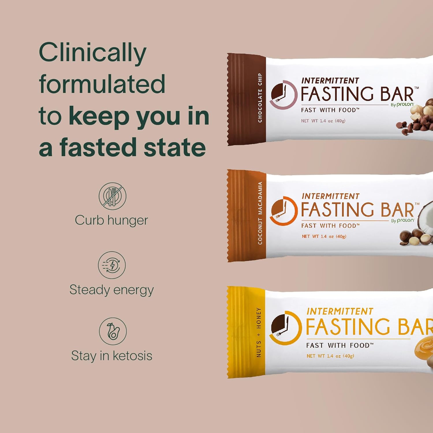Prolon Fasting Bars | 5g Protein, 7g Fiber | Keto-Friendly, Gluten-Free, Dairy-Free, Plant-Based | Nutrition for Intermittent Fasting | Formulated to Not Break Your Fast | Coconut Macadamia Nut (12 Count)