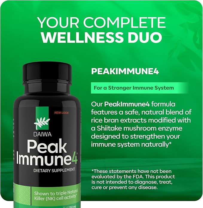 Daiwa PeakImmune4 + Daiwa Krill Oil Daily Wellness Support Bundle – Immune System Booster + Omega 3 Krill Oil Capsules