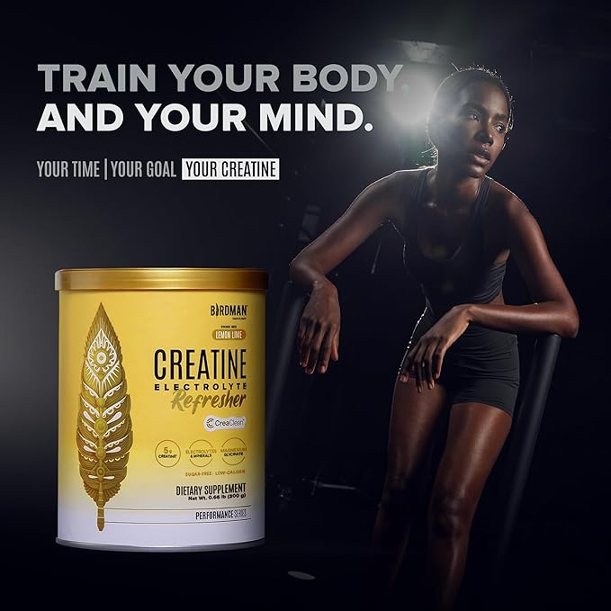 BIRDMAN Creatine Refresher | Creatine Monohydrate Powder with Electrolytes, Magnesium Glycinate & Vitamins | Creaclean Seal | Sugar Free, Low Calorie | Lemon Lime | 30 Servings