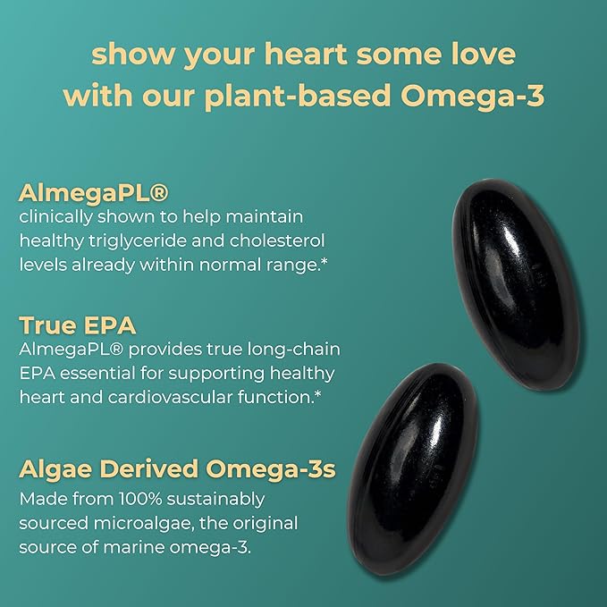 Iwi Life Heart Omega-3, 180 Softgels (90 Servings), Vegan Plant-Based Algae Omega Fatty Acids + EPA, Heart Health Support Dietary Supplement, Krill & Fish Oil Alternative, No Fishy Aftertaste