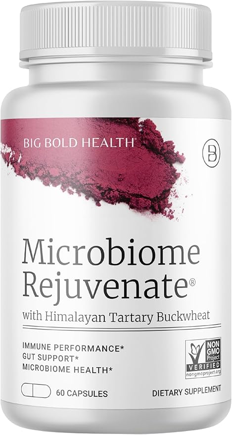 BIG BOLD HEALTH Microbiome Rejuvenate Prebiotic + Probiotic Supplement for Gut Health & Immune System Support - with Immune-Active Himalayan Tartary Buckwheat - Gluten-Free (60 Count (Pack of 1))