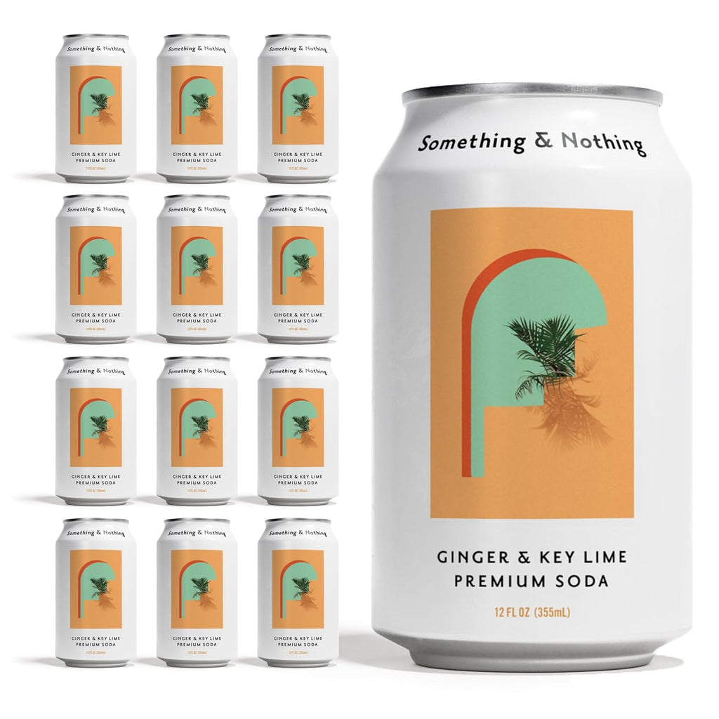 Something & Nothing Ginger & Lime Flavoured Sparkling Water | Lightly Carbonated, Full Flavoured with Added Grape & Lemon Juice | Vegan & Low Calorie Soda | 12 Fl Oz Cans (Pack of 12)