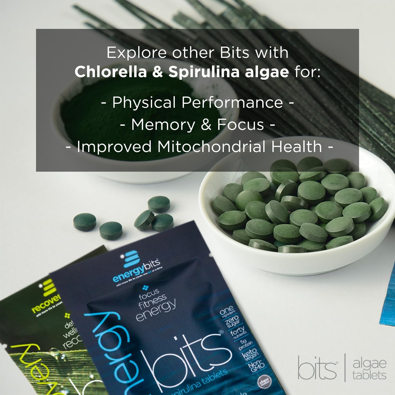 VITALITYbits - Organic Blended Spirulina & Chlorella Tablets - Algae Superfood - Energy, Self Care, Beauty - Replace Greens, Supplements, Protein, Snacks - Vegan, Keto, Gluten Free - 360 Tablets
