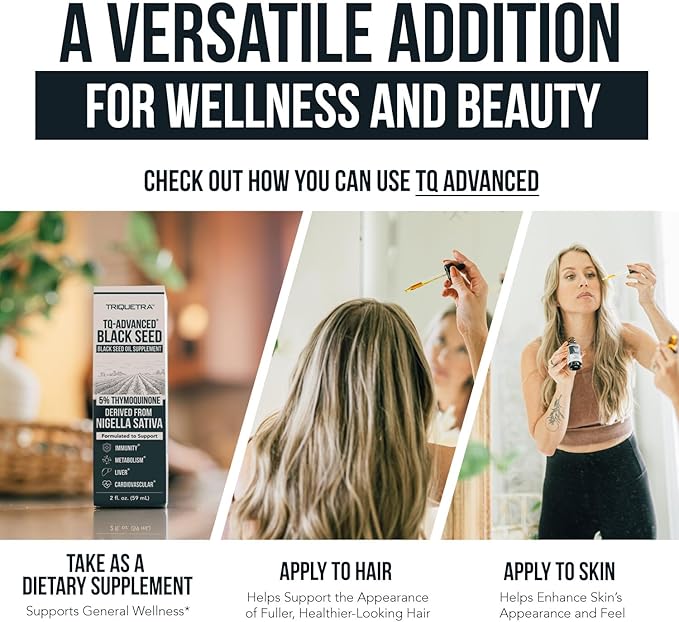 Black Seed Oil Liquid | 5% Thymoquinone - TQ-Advanced® | High Potency - 100 mg per Serving - 15:1 Concentrate from Nigella Sativa Extract, Raw Form, Vegan Formula, Glass Bottle (30 Servings)