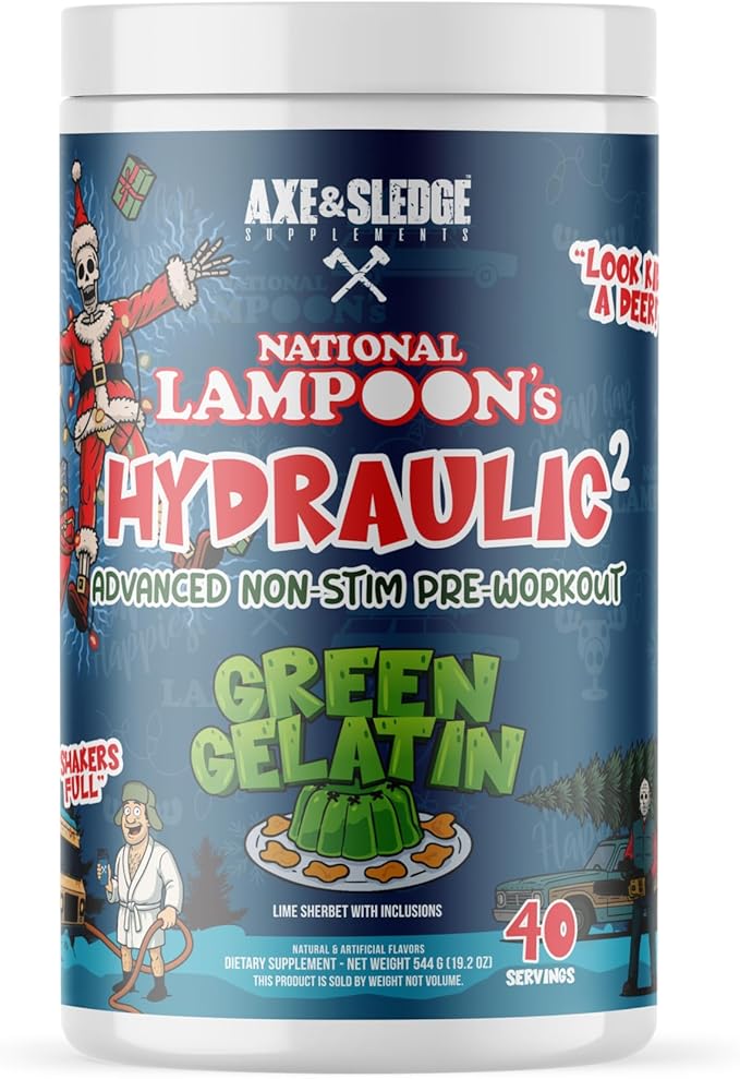 Axe & Sledge Hydraulic Stim-Free Pre-Workout Powder for Men & Women | Performance, Stamina, Focus, Pumps | L-Citrulline, Beta Alanine, Creatine, Caffeine-Free, Green Gelatin