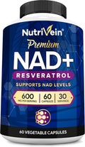 Nutrivein Premium NAD + Resveratrol Supplement 600 mg - 30 Servings (60 Capsules): Powerful Synergistic NAD Resveratrol Supplement - Aging, Cognition, Metabolism, & Overall Well-Being