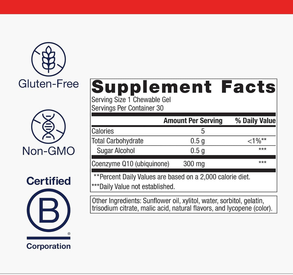 Metagenics NutraGems CoQ10 300 mg - Antioxidant Supplement - for Energy Production Support* - Coenzyme Q10 - Lycopene for Color - Non-GMO & Gluten-Free - 30 Chewable Gels