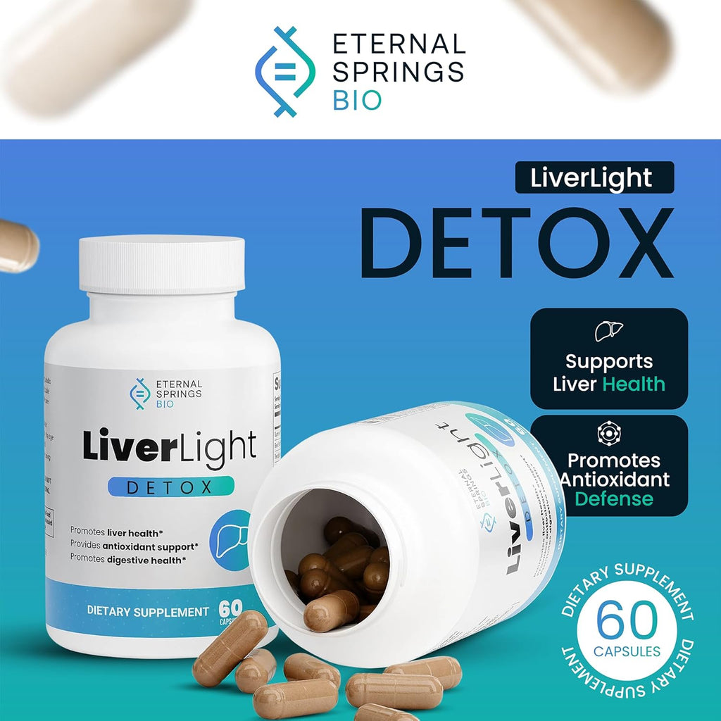 LiverLight Detox - Herbal Supplement, 60 Capsules - Turmeric, Milk Thistle, Plant-Based, Gluten-Free, Dairy-Free, Soy-Free, Nut-Free, Detoxify Support