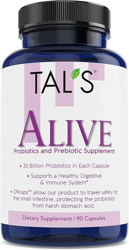 TAL'S Alive Probiotics & Prebiotics Supplement | 90ct - 35 Billion CFU | DR Caps for Effective Absorption| Promotes Healthy Immune Digestive Health | Improve Your Gastrointestinal (GI) System