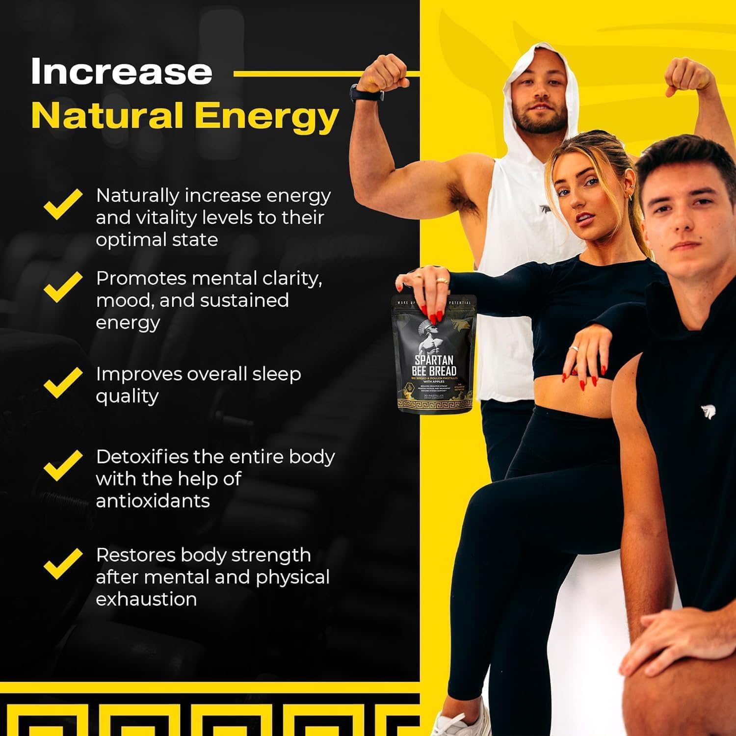 Spartan Bee Bread Chewables Natural Multivitamin | High Absorption Organic Bee Pollen & Honey | Fermented by Bees for Energy, Vitality, Sleep, Recovery, Immunity | Non GMO, Nothing Synthetic