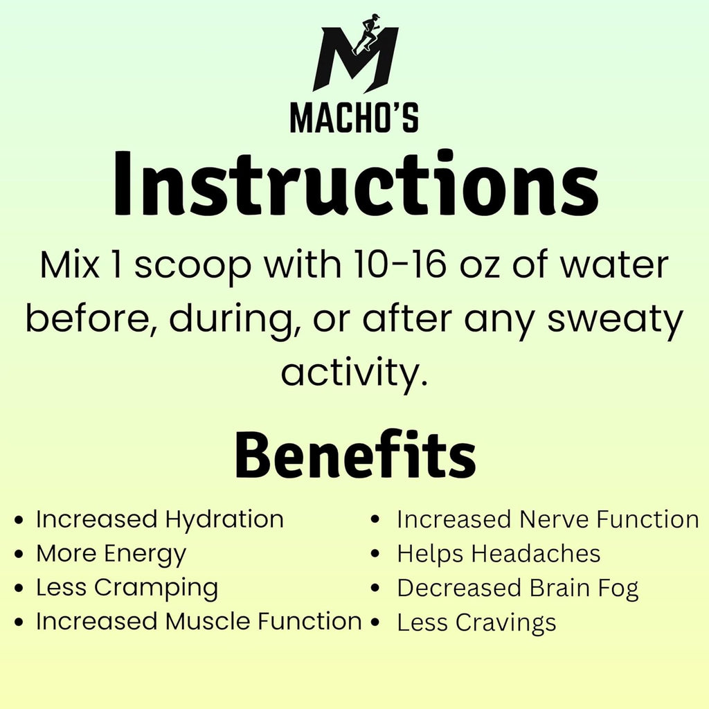 Macho's Lemon Lime Electrolyte Powder - Sugar Free, Zero Calorie, No Maltodextrin, Naturally Sweetened, Made in The USA - Hydration Mix Made with Essential Electrolytes and Minerals | 30 Servings