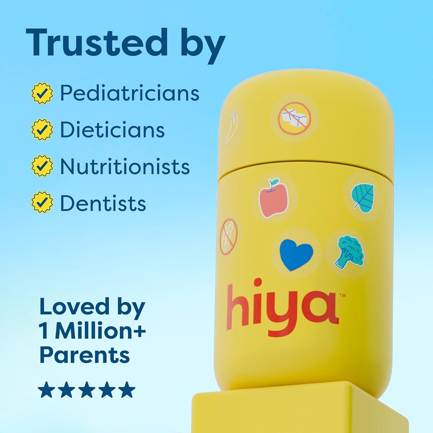 HIYA Kids Multivitamin Tablets – 15+ Essential Vitamins & Minerals with Fruits & Veggies for Ages 2+, Supports Growth, Development & Immune, 0g Sugar – 30 Day Supply for Toddlers & Kids