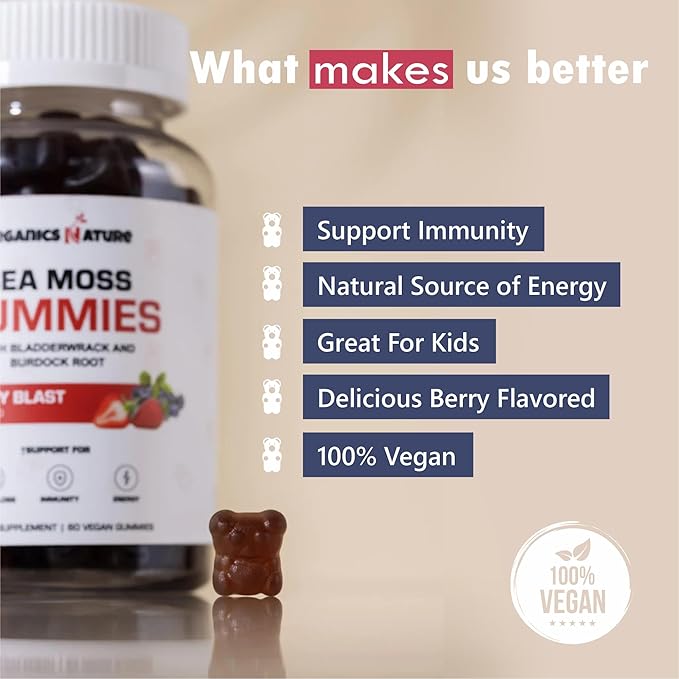 ORGANICS NATURE Black Seed Oil Capsules (2 Bottles) & Sea Moss Gummies (2 Bottles) | Vegan Softgels, for Hair, Skin, Heart, Joint Support, Lung Detox, Energy, Mucus Clear, Thyroid, Digestion Omega 3s