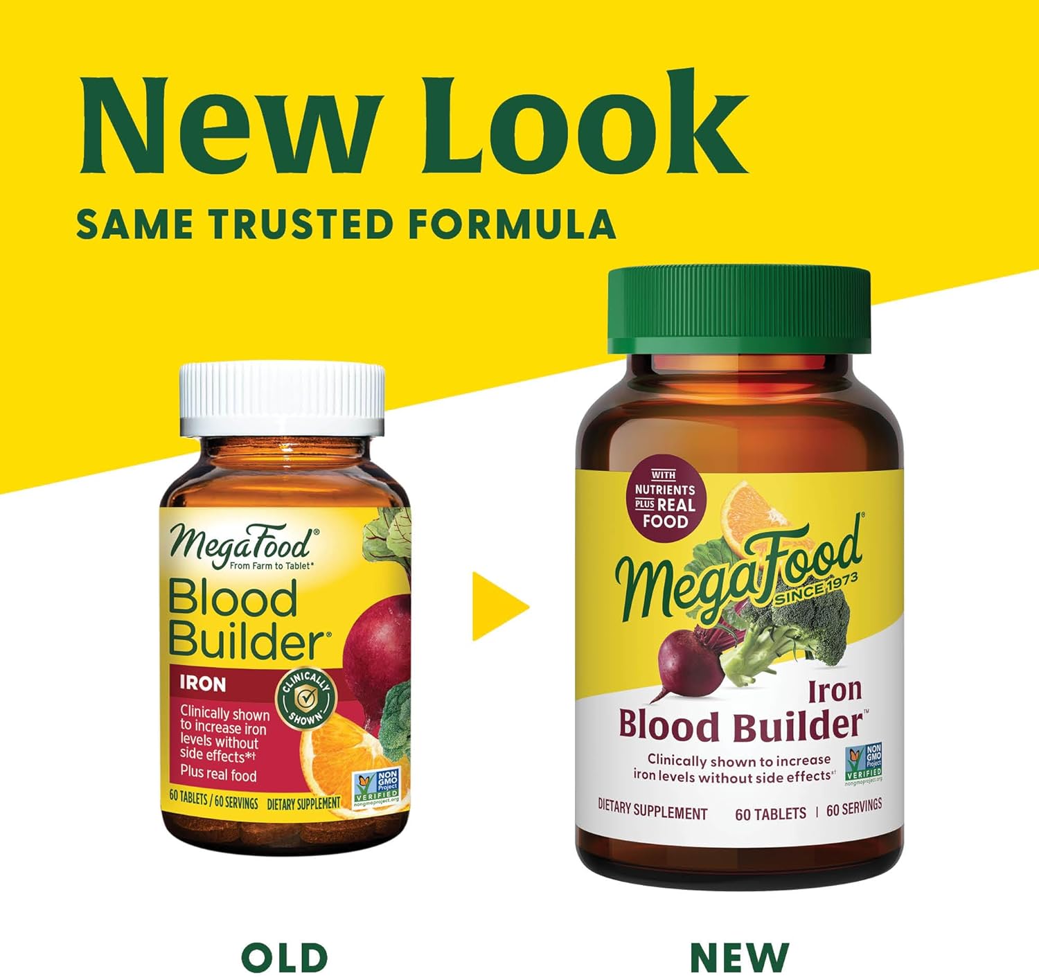 MegaFood Blood Builder Iron Supplement Clinically Shown to Increase Iron Levels Without Side Effects, Vegan Supplement For Women with Vitamin C, Vitamin B12 & Folic Acid, 180 Tablets