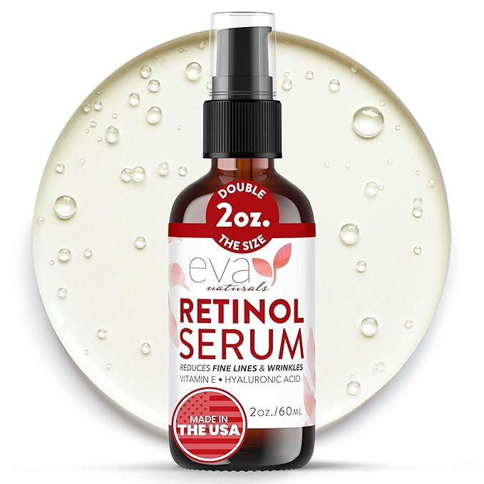 Retinol Serum for Face with Hyaluronic Acid – Anti Aging Skin Care for Fine Lines, Wrinkles, Dark Spots & Blemish – Brightening Resurfacing Serum for Post Acne and Sensitive Skin – 2oz