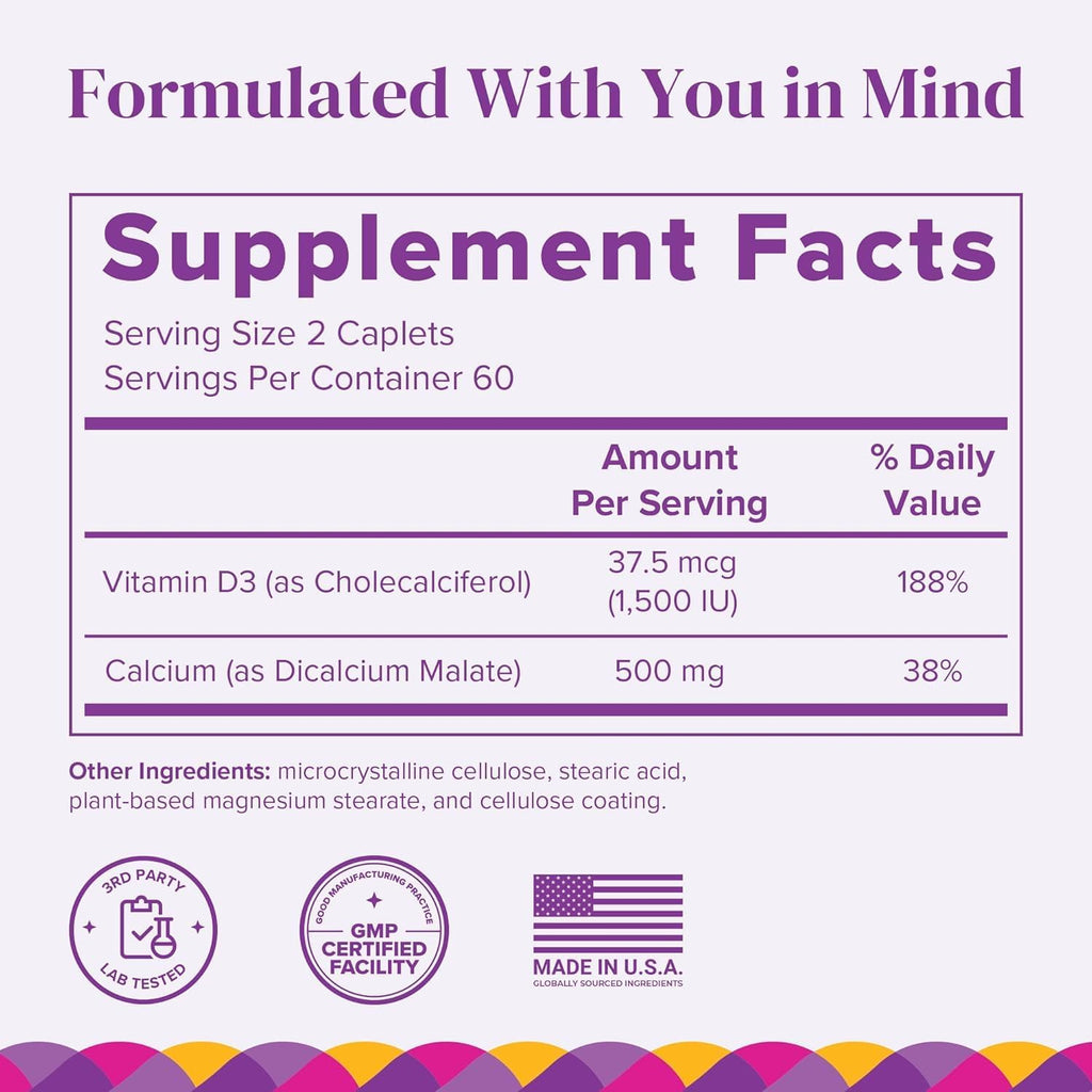 Barimelts Quick-Glide™ Calcium – Easy-to-Swallow Women’s Calcium Supplement with Vitamin D3 – Bone Health & Strength Support – Bioavailable Dicalcium Malate – 120 Smooth-Coated Caplets