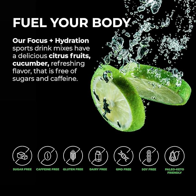 BrainTree Nutrition - Focus + Hydration - Electrolyte Drink Mix - Total Body Hydration - Supports Cognitive Function, Energy & Muscle Recovery - Sugar Free - Refreshing - 30 Stick Packs