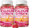 Calcium Citrate Gummies - 1200mg Calcium Gummies Supplements for Women & Men with Vitamin D3, K2, Magnesium, Zinc High Absorption for Bone, Muscle & Immune Support, Raspberry Flavor, 120 Count