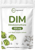 DIM Active Supplement, DIM 300mg, 240 Veggie Capsules (8-Month Supply), 2 in 1 Formula, Estrogen Metabolism, Premium DIM-Plus Broccoli Extract Supplement With Black Pepper for Better Absorption