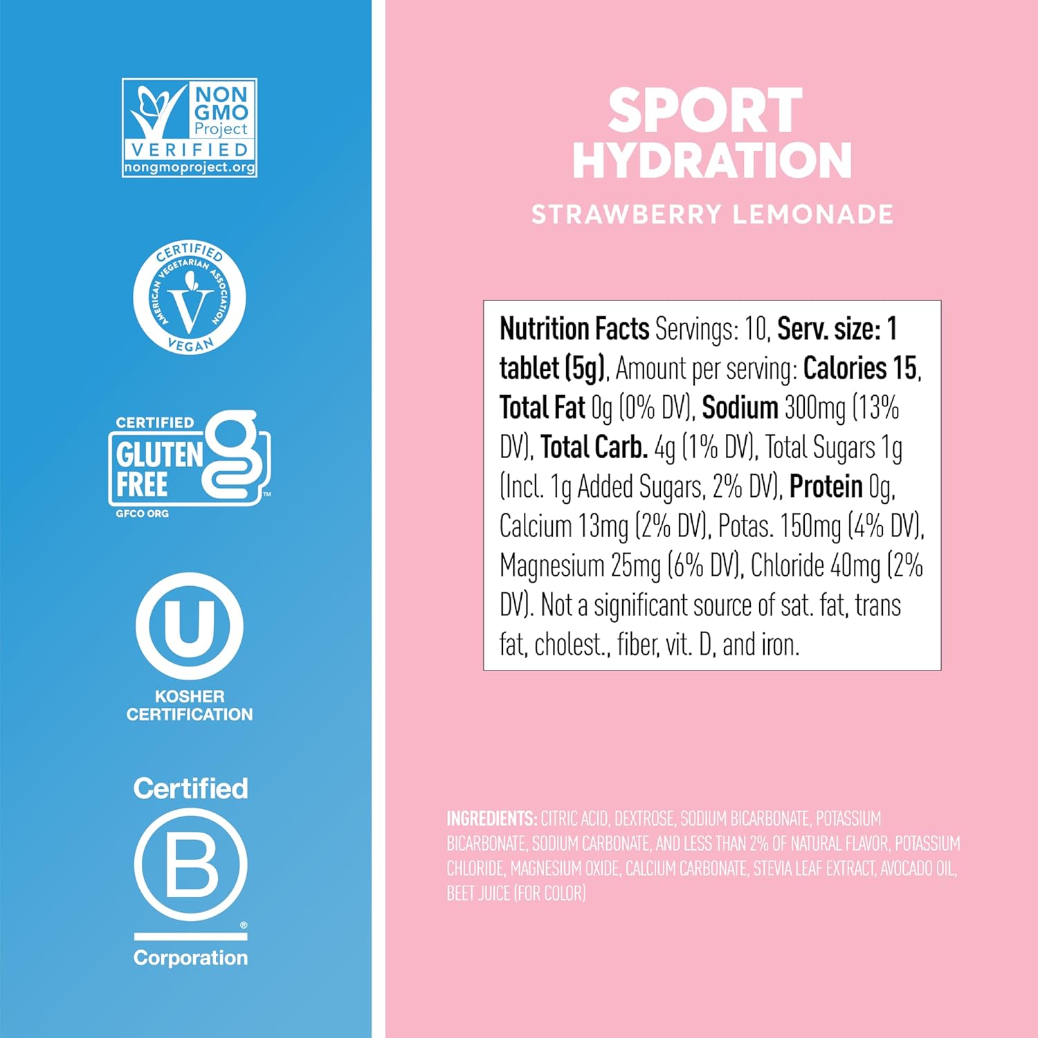 Nuun Sport Electrolyte Tablets with Magnesium, Calcium, Potassium, Chloride & Sodium, Gluten Free & Vegan, Strawberry Lemonade, 4 Pack (40 Servings Total)