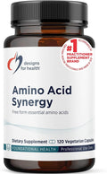 Designs for Health Amino Acid Synergy - Vegetarian Essential Amino Acids Supplement with BCAAs, Alpha-Ketoglutarate, Methionine + B6 (P-5-P) - Support for Athletes + Muscles (120 Capsules)