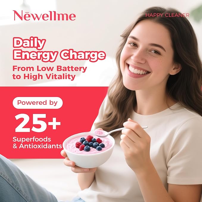 NEWELLME Happy Cleaner Digestive Supplement Powder, Gut Health Drink Mix with Probiotics, Digestive Enzymes & Fiber, Supports Digestion and Bloating, Watermelon Flavor, 14 Sachets