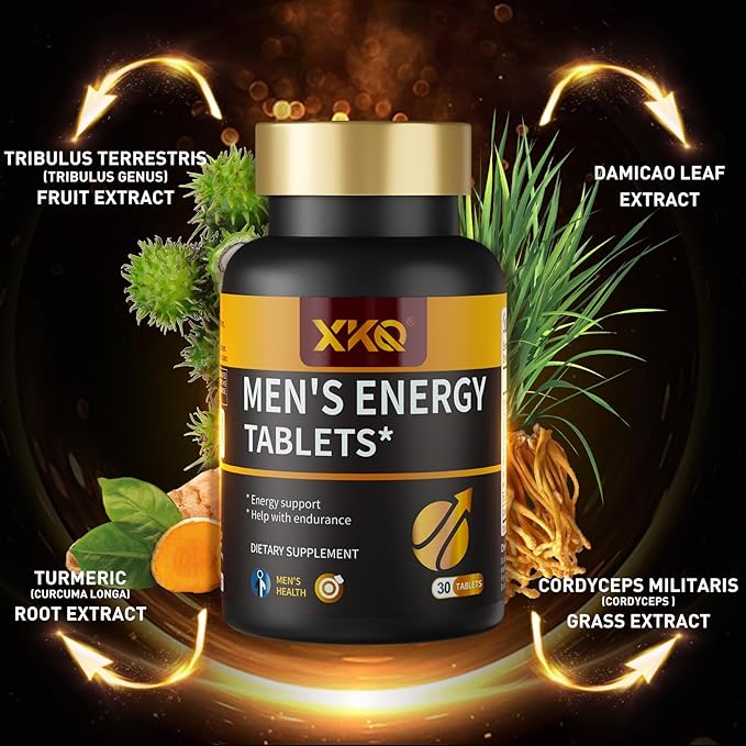 XKQ Men’s Vitality Support Supplement – Daily Energy & Performance Formula for Adult Men | Supports Circulation, Stamina & Confidence | Herbal & Amino Blend | 30 Tablets | 3rd Party Tested