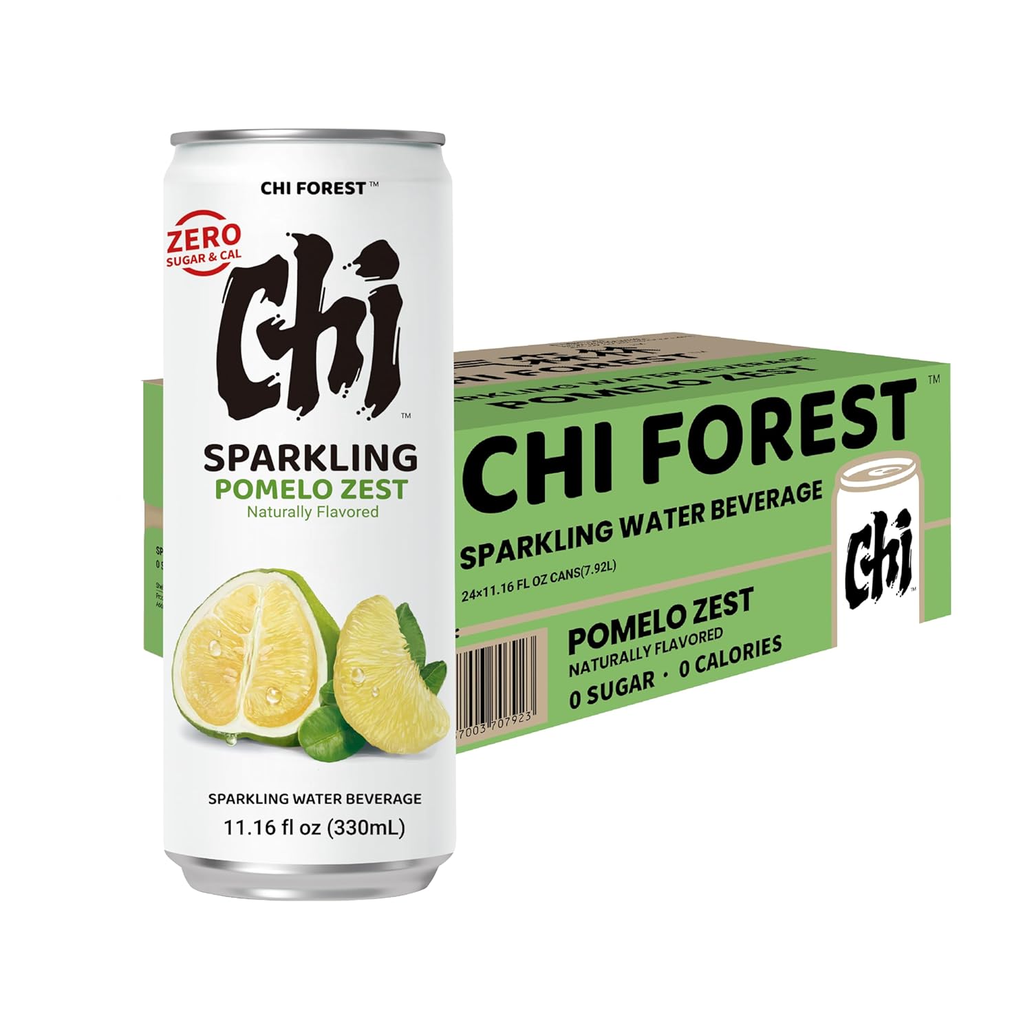 CHI FOREST Pomelo Sparkling Water Beverage, Zero Sugar Drinks, Zero Artificial Flavor, 11.16 fl oz Cans (Pack of 24)