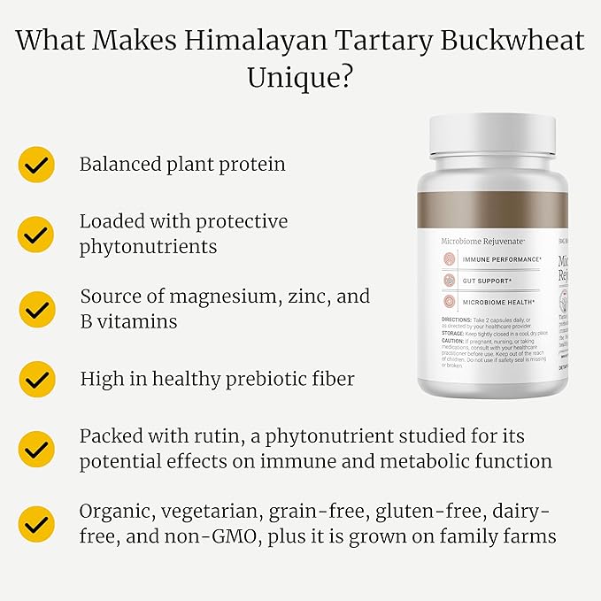 BIG BOLD HEALTH Microbiome Rejuvenate Prebiotic + Probiotic Supplement for Gut Health & Immune System Support - with Immune-Active Himalayan Tartary Buckwheat - Gluten-Free (120 Count (Pack of 1))