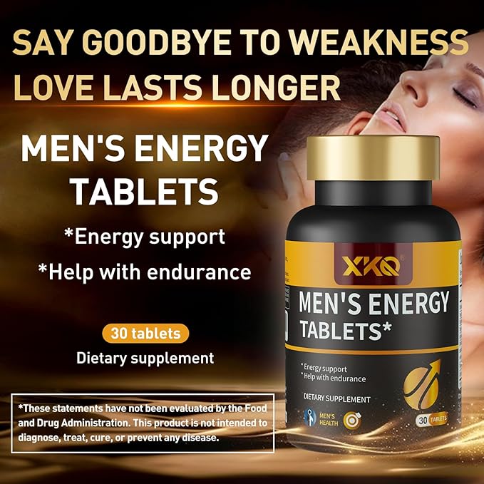 XKQ Men’s Vitality Support Supplement – Daily Energy & Performance Formula for Adult Men | Supports Circulation, Stamina & Confidence | Herbal & Amino Blend | 30 Tablets | 3rd Party Tested