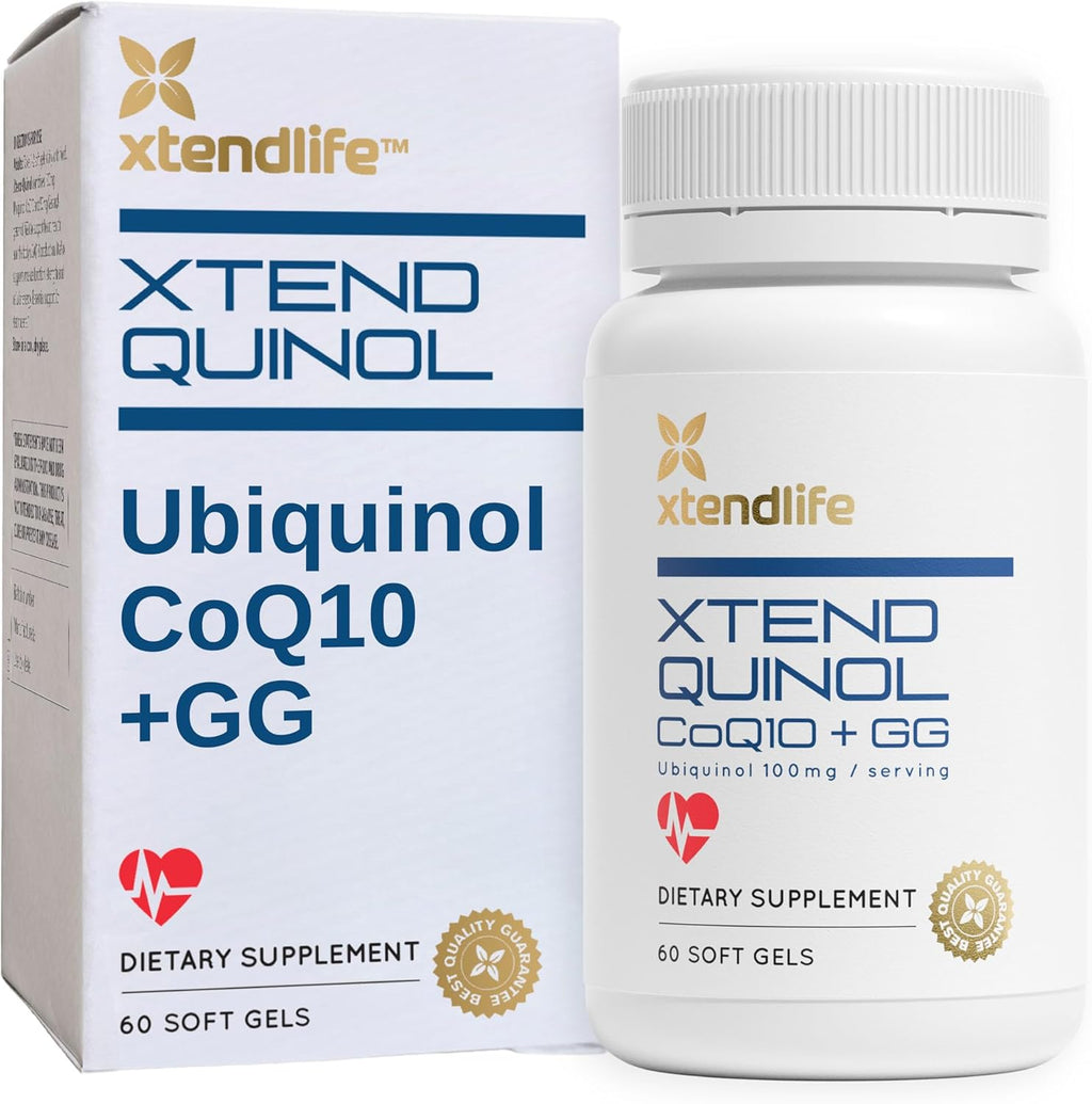 Xtendlife Xtend-Quinol - Natural CoQ10 Ubiquinol and GG (Geranylgeraniol) Supplement for CoEnzyme Q10 Production, Heart Health, Cellular Energy, and Aging Health - 2 Month Supply