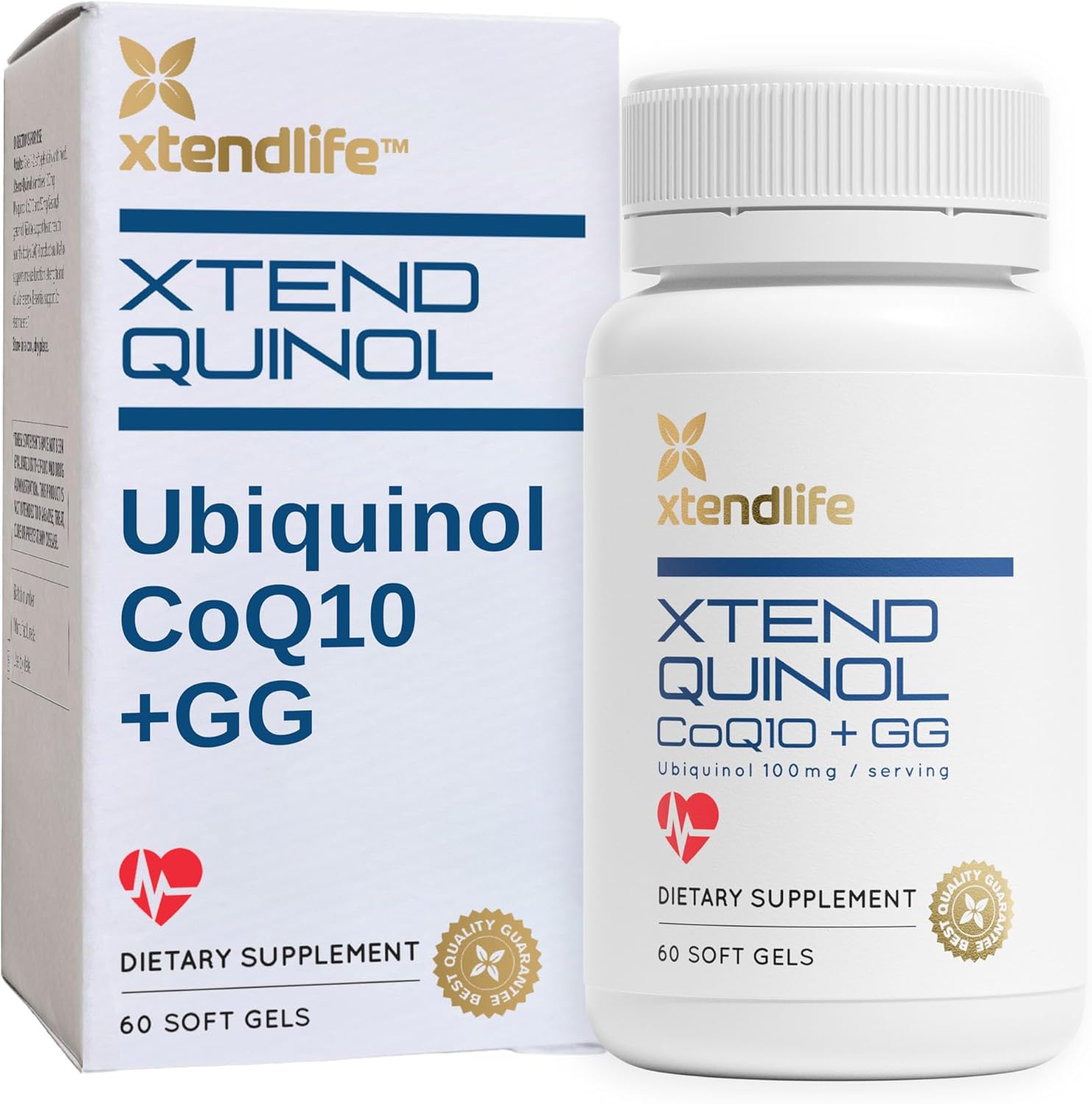 Xtendlife Xtend-Quinol - Natural CoQ10 Ubiquinol and GG (Geranylgeraniol) Supplement for CoEnzyme Q10 Production, Heart Health, Cellular Energy, and Aging Health - 2 Month Supply
