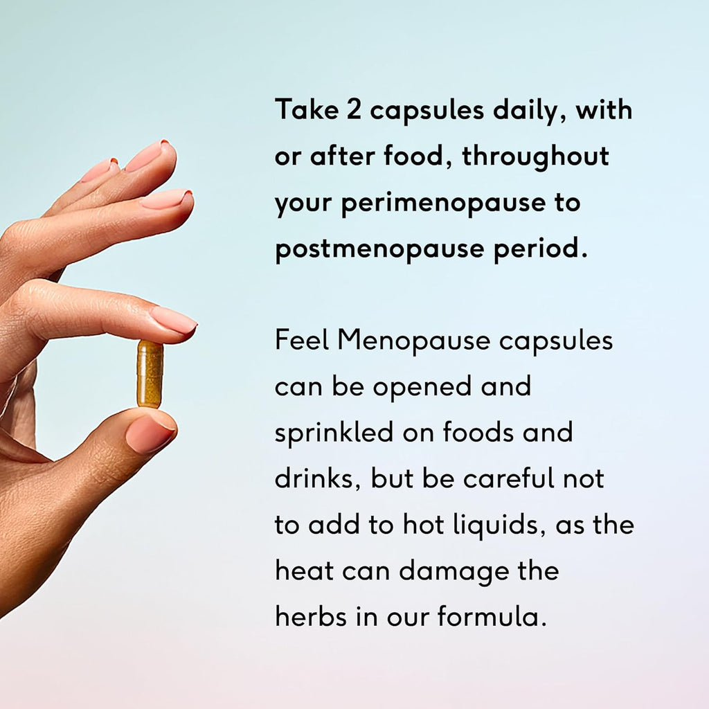 Feel Menopause Supplement for Women – Natural Menopause Support with Red Clover Isoflavones, Sage, & B Vitamins – Hot Flash, Night Sweat & Mood Relief – Hormone Balance – Vegan – 60 Capsules