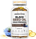 ORGANICS NATURE Black Seed Oil Cold Pressed Capsules - Immunity Support, Black Cumin Seed Oil, High Thymoquinone, Non-GMO & Vegan, Nigella Sativa, Omega 3 6 9, 1000MG Per Serving, 60 Softgels