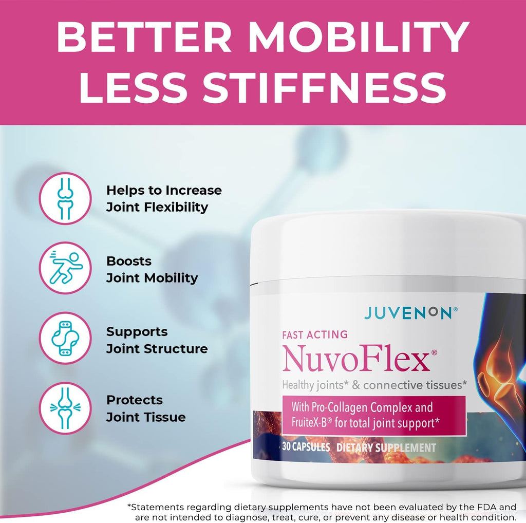 Juvenon NuvoFlex | Joint Support Supplement with Glucosamine, Chondroitin, Vitamin K, B, and Voltaren Enhancements - Mobility & Relief (30 Capsules)
