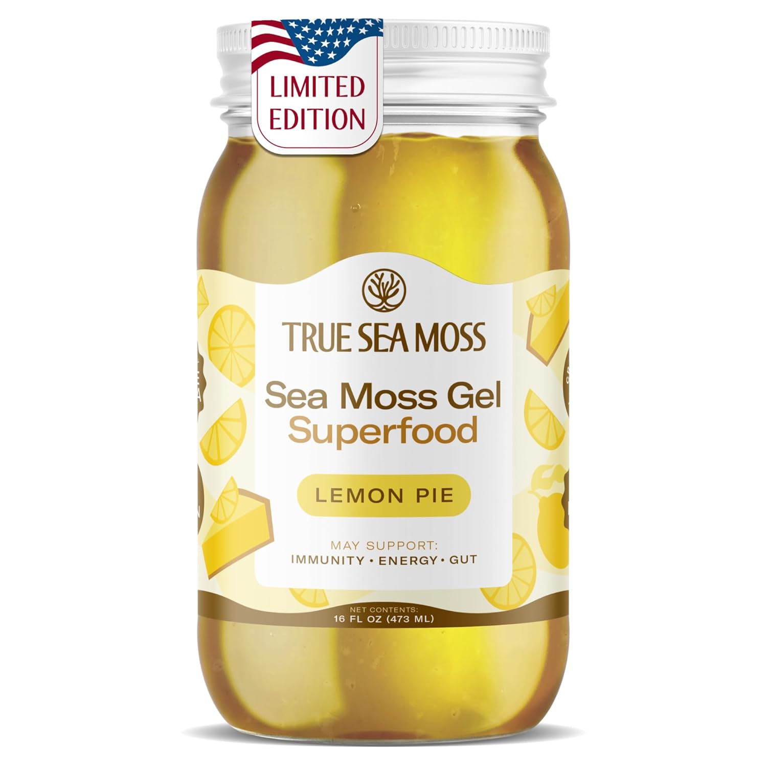 TrueSeaMoss Sea Moss Gel – Made in USA – Wildcrafted Seamoss, Fruits & Jarred Vegetables – Lemon Pie, Pack of 1 (Labels may Vary)