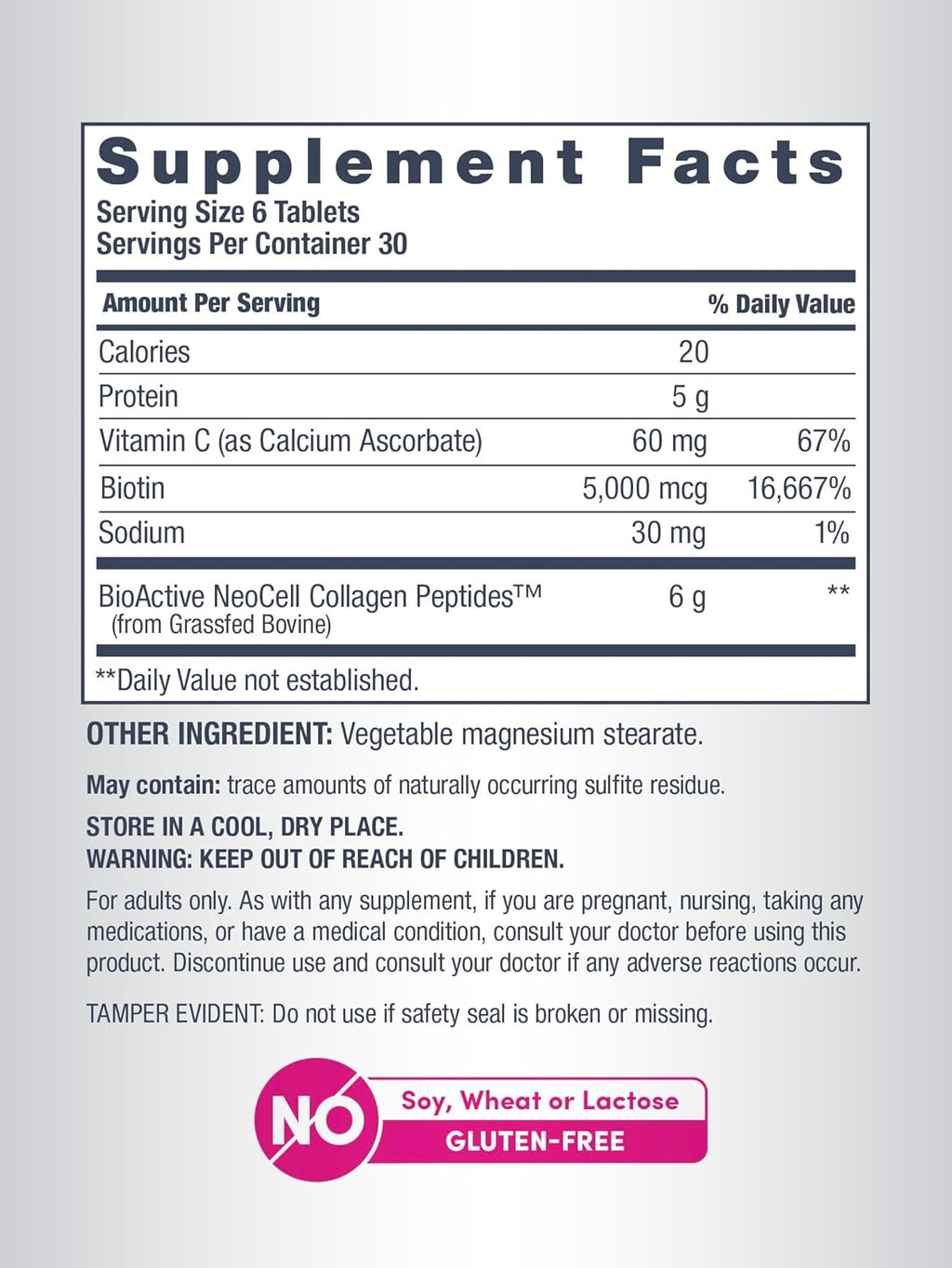 NeoCell Super Collagen With Vitamin C and Biotin, Skin, Hair and Nails Supplement, Includes Antioxidants, Tablet, 180 Count, 1 Bottle