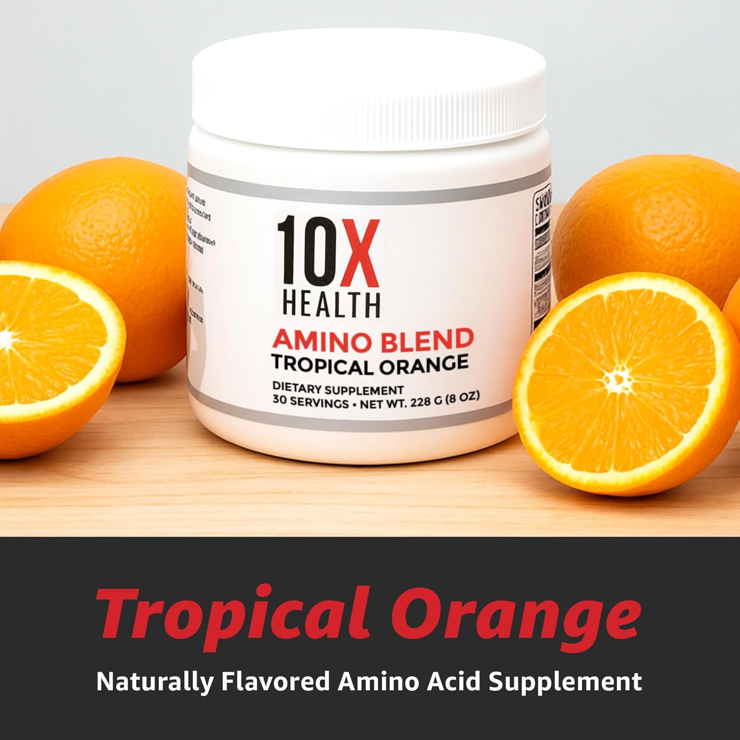 10X Health Amino Acids - 30 Servings of EAA & BCAA Powder, Pre Workout BCAA with Essential Amino Acids Supplement - BCAAs & EAAs for Longevity, Muscle Support, Strength, Energy - Tropical Orange