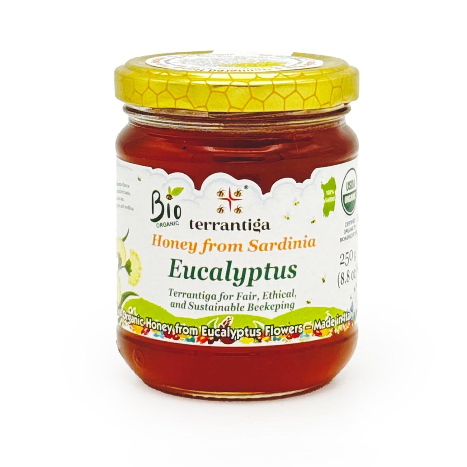 WellEatable Eucalyptus Organic Raw Honey from Eucalyptus Flowers, Artisanal Complex Balsamic Honey from Sardinia, Italy - 4 x (250gr) 8.81 Ounce (Pack of 4)