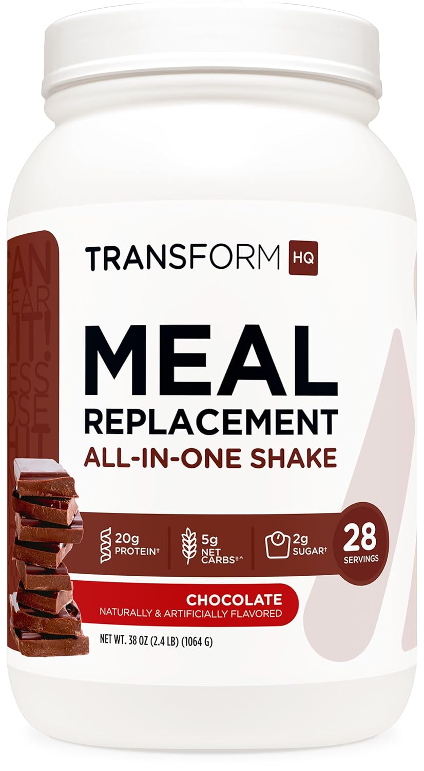 TransformHQ Meal Replacement Shake Powder 28 Servings (Chocolate) - Gluten Free, Non-GMO