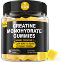 Creatine Monohydrate Gummies for Men & Women - with BCAA, Collagen Peptides, L-Taurine, Vitamin B12, D3, Creatine Monohydrate 5000mg (5g) Per Serving, Lemon Flavor, Sugar Free, 1 Pack