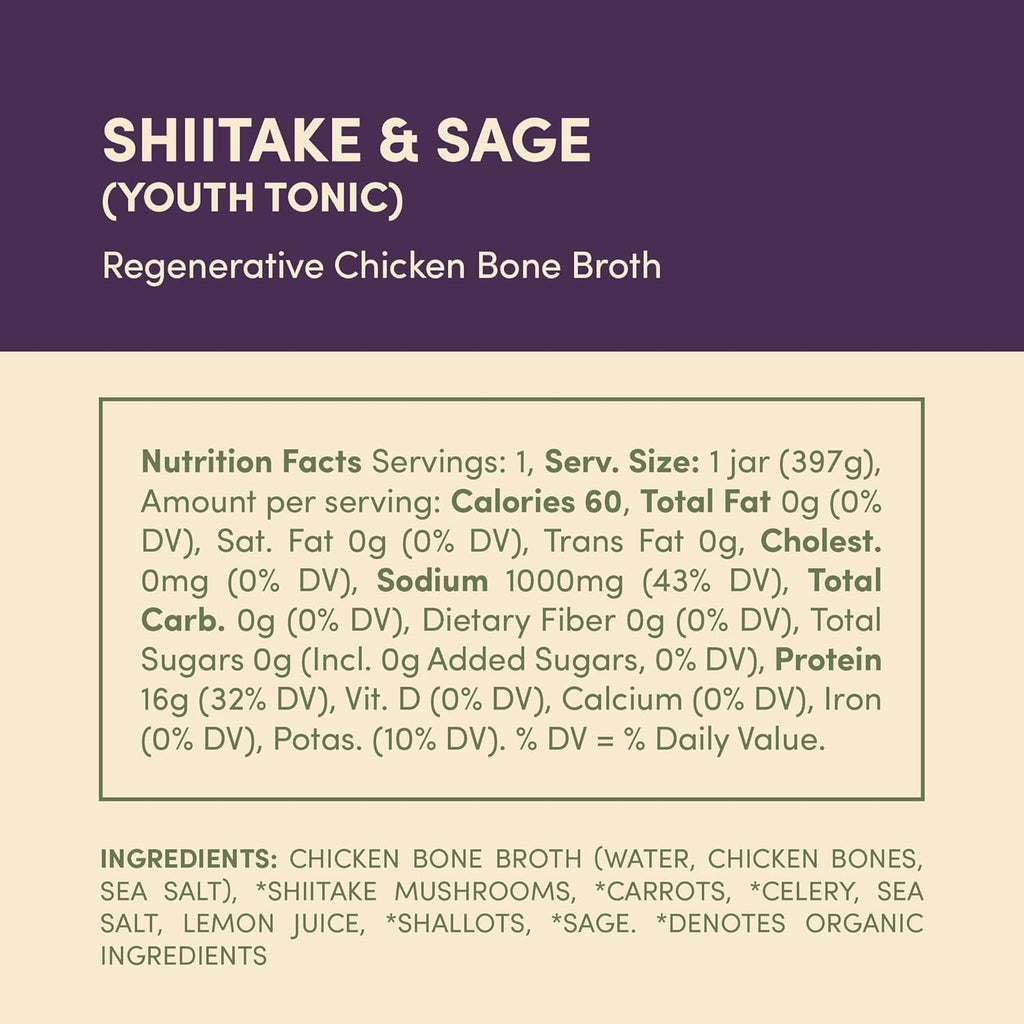 FOND Pasture-Raised Regenerative Chicken Bone Broth infused with Organic Shiitake & Sage