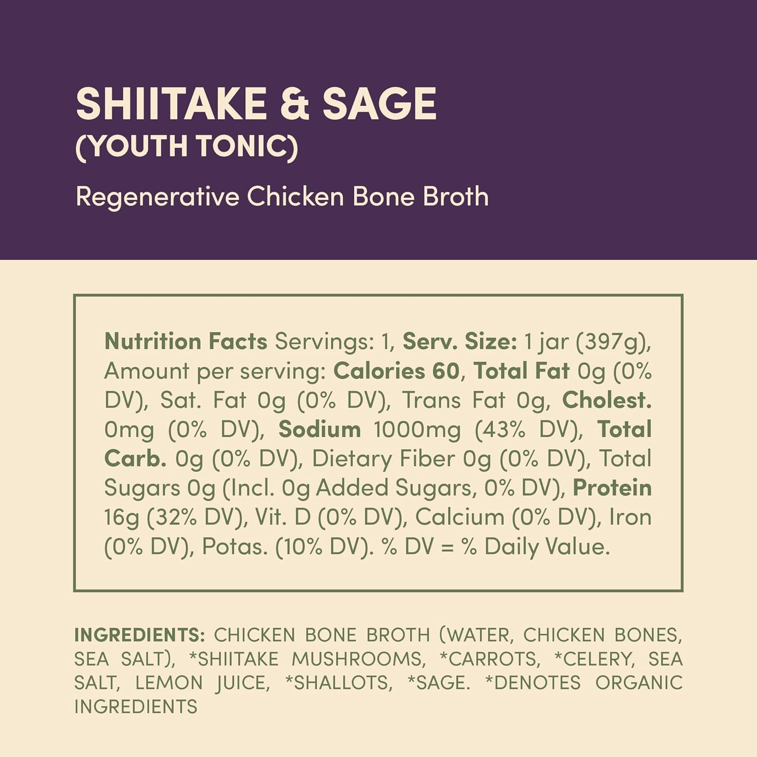 FOND Pasture-Raised Regenerative Chicken Bone Broth infused with Organic Shiitake & Sage