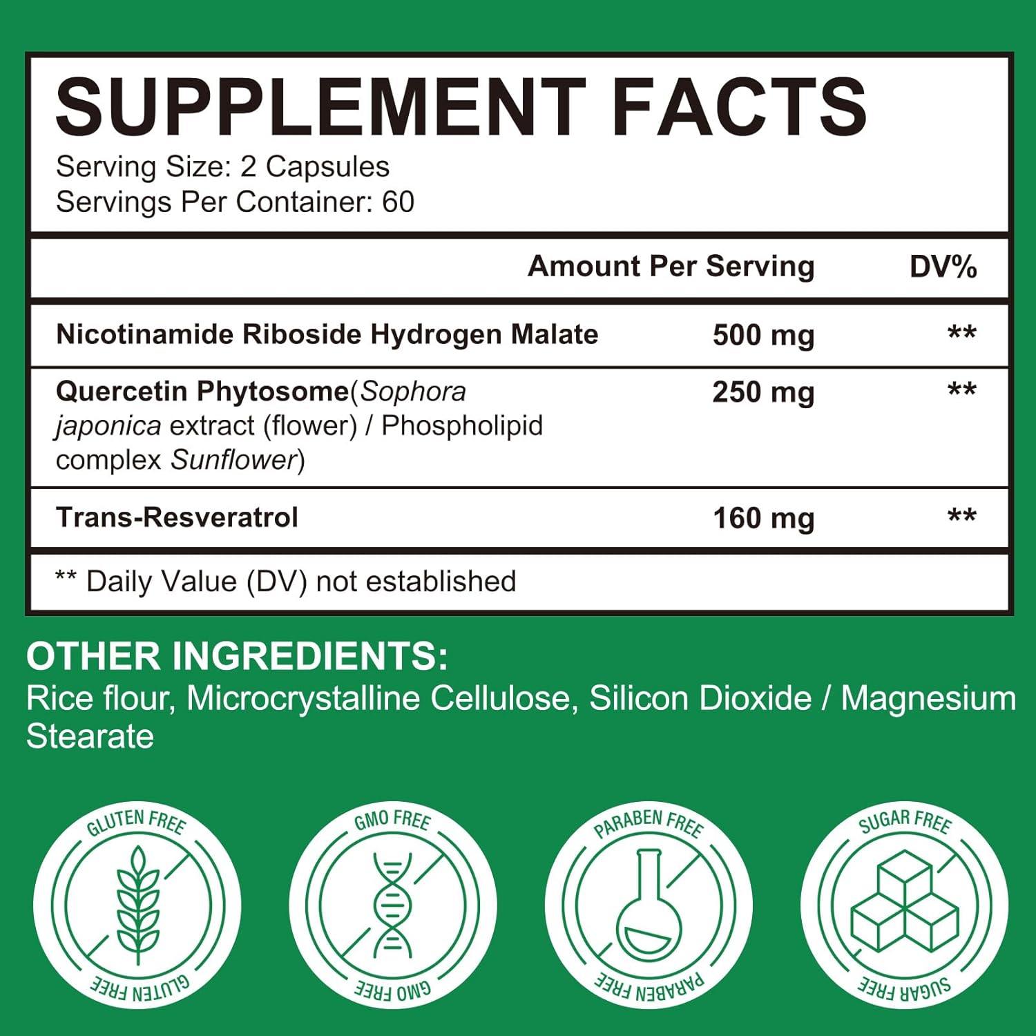 NAD Supplement, NAD Nicotinamide Riboside with Premium Nicotinamide Riboside & Resveratrol, NMNH Supplement Alternative, Health Supplements for Anti-Aging, Energy, Focus - 60 Days Supply