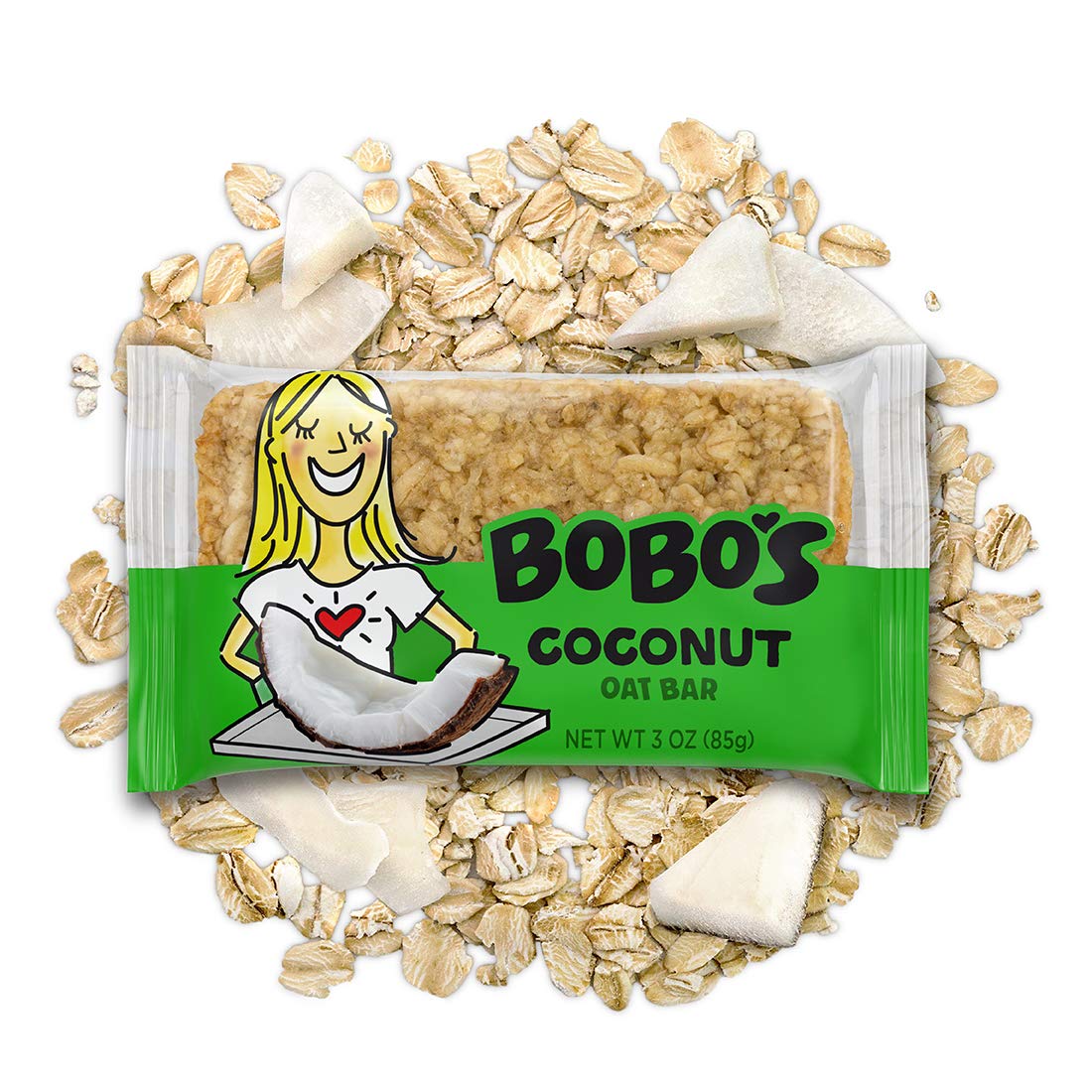 Bobo's Coconut Oat Bars, Gluten Free, Non-GMO, Whole Grain Oats, Pack of 12 | Snack Bars | On-the-Go | Made with Simple Ingredients