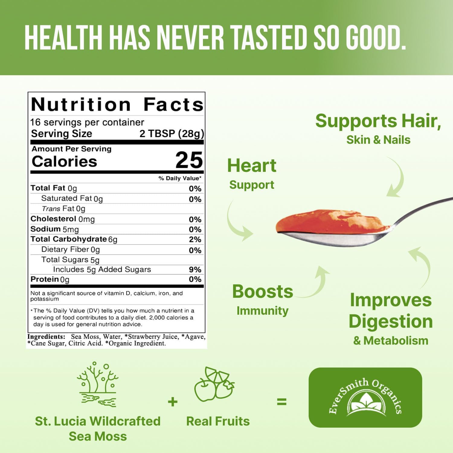 Wildcrafted Irish Sea Moss Gel | Made in USA | Rich in Vitamins & Minerals | Sea Moss Gel Raw | Nutritional Supplement | Strawberry (16 oz)