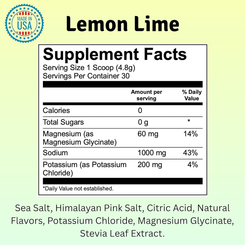Macho's Lemon Lime Electrolyte Powder - Sugar Free, Zero Calorie, No Maltodextrin, Naturally Sweetened, Made in The USA - Hydration Mix Made with Essential Electrolytes and Minerals | 30 Servings